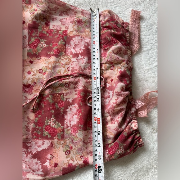 Vintage ARAMA Pink Floral Patchwork Slip Dress Lace Strap Cottagecore A-Line - Picture 12 of 12